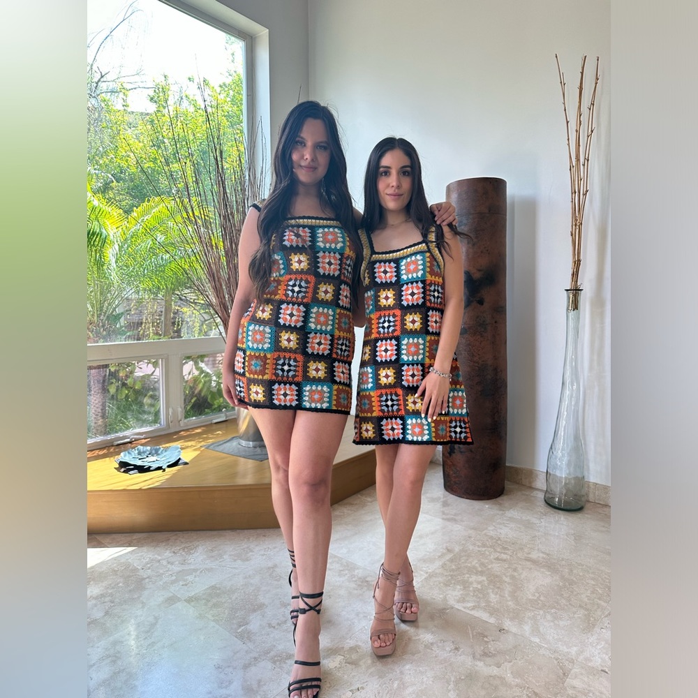 *24 HOUR SALE* Living In A Dream Granny Square Crochet Mini Dress - Picture 5 of 5